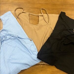 Stylish romper Trio - Black, Tan, and Blue